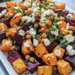 Caramelised Beetroot andSweet Potato Salad with Feta,Paprika Chickpeas, and Yogurt