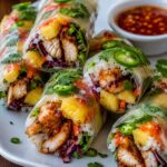 Sticky-Sweet Pineapple Jalapeño Chicken Rice Paper Wrap Rolls