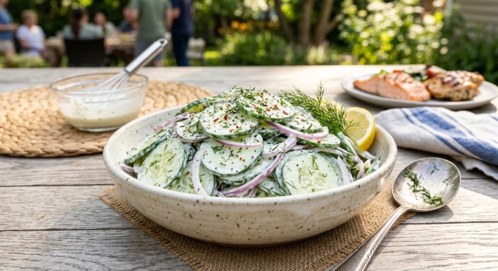 Creamy Garlic Dill Cucumber Salad