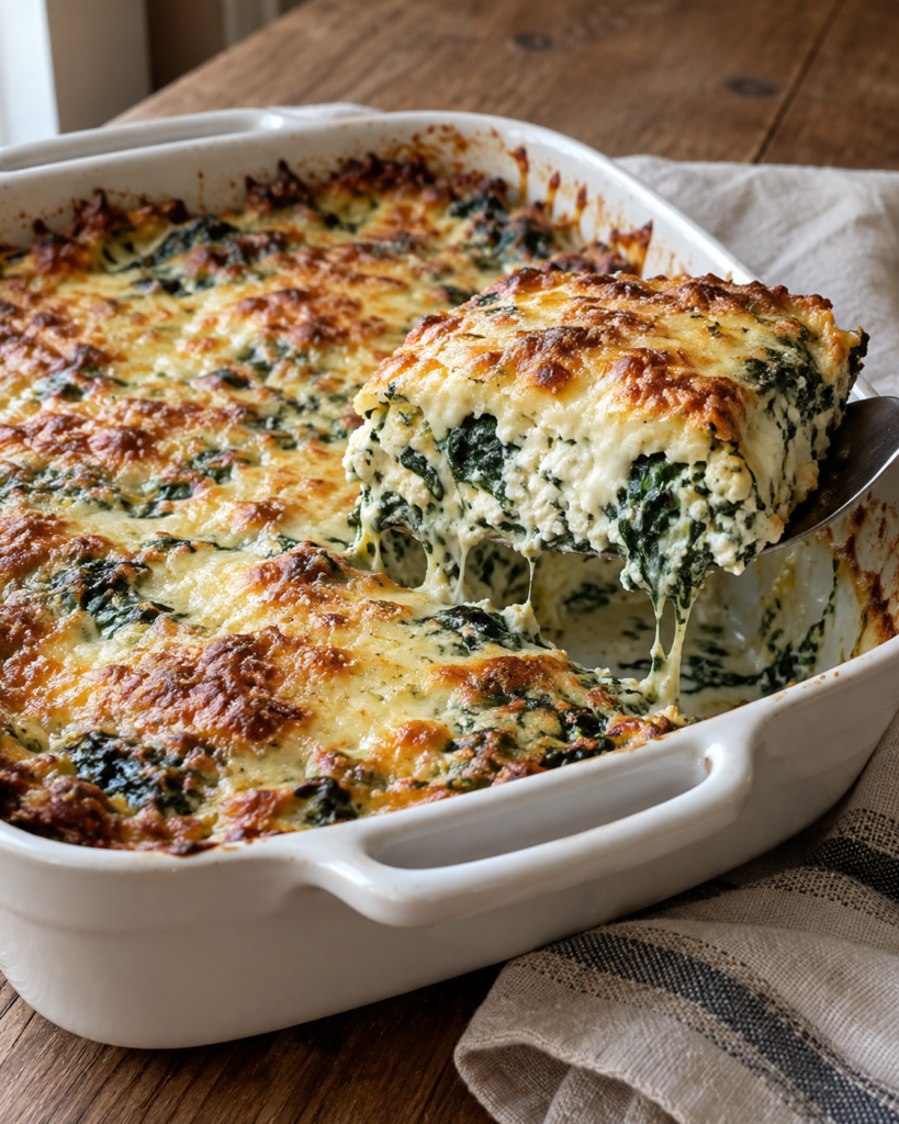 Deep-Dish Spinach & Three-Cheese Ricotta Bake