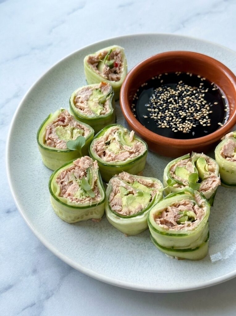 Cucumber Tuna Avocado Roll-Ups