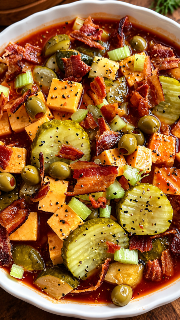 Bacon Cheddar Pickle Salad