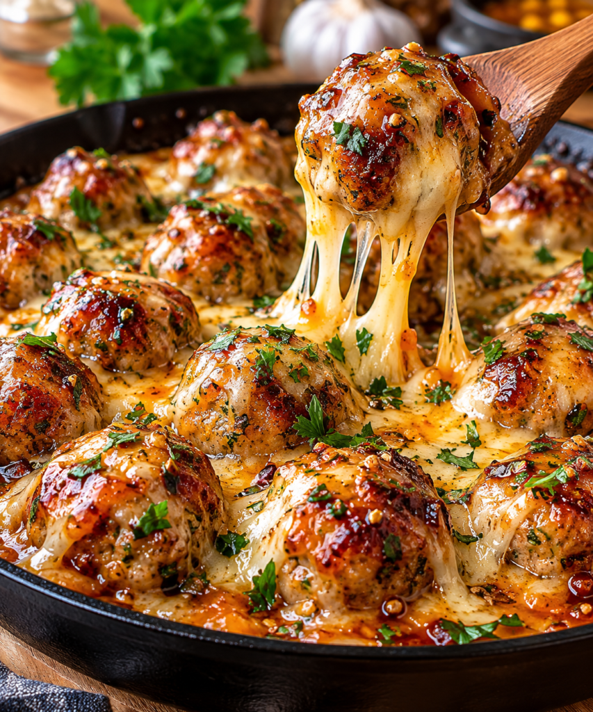 Cheesy Glazed Meatballs