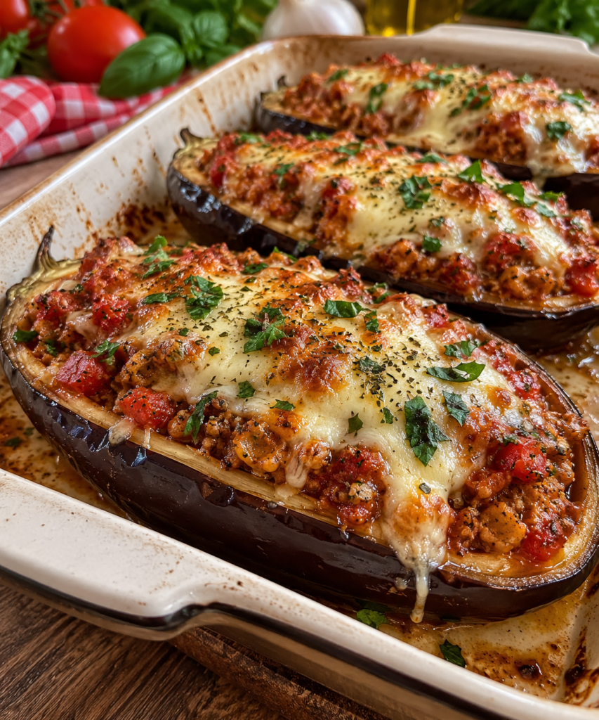 Italian-Style Stuffed Eggplant Boats