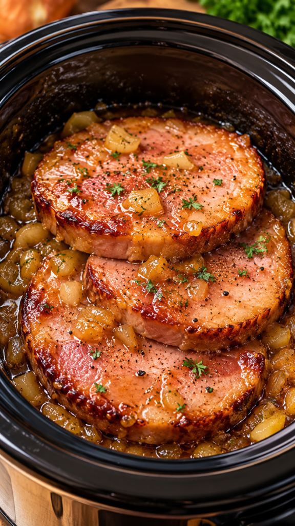 Slow Cooker Ham Steaks