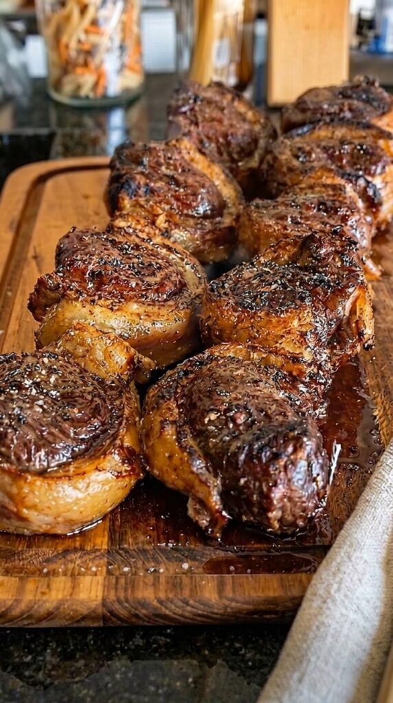Garlic Butter Bacon-Wrapped Steak Medallions