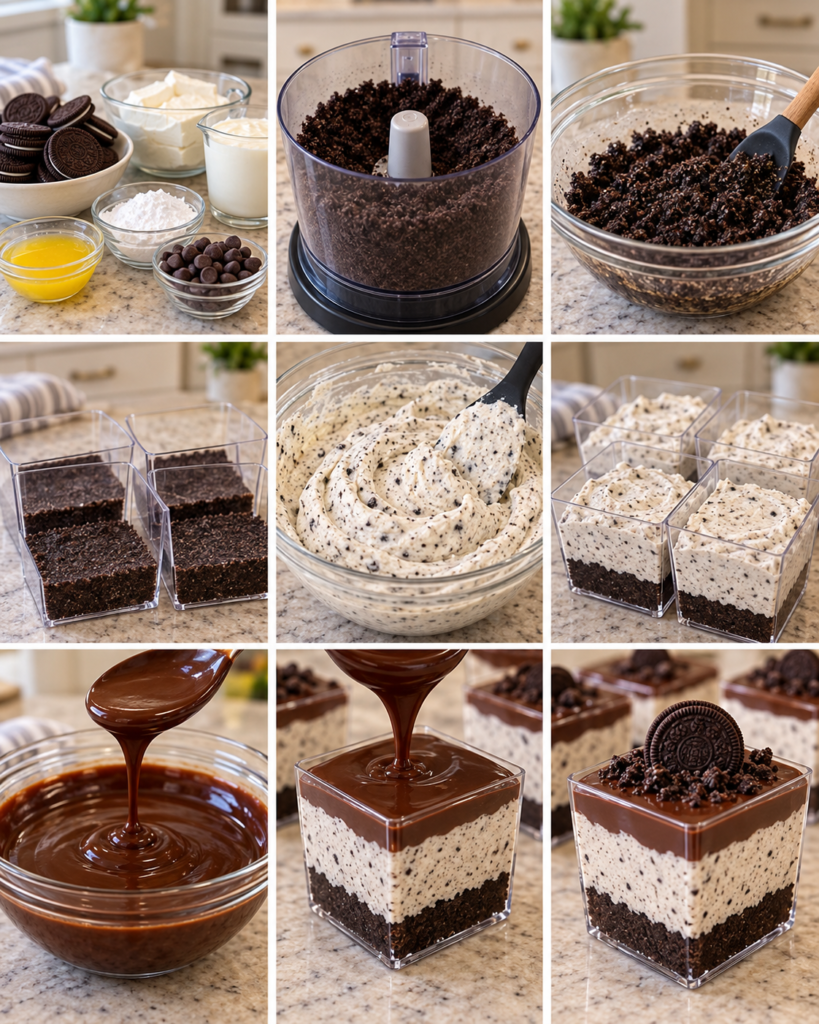 No-Bake Cookies and Cream Chocolate Cheesecake Cups