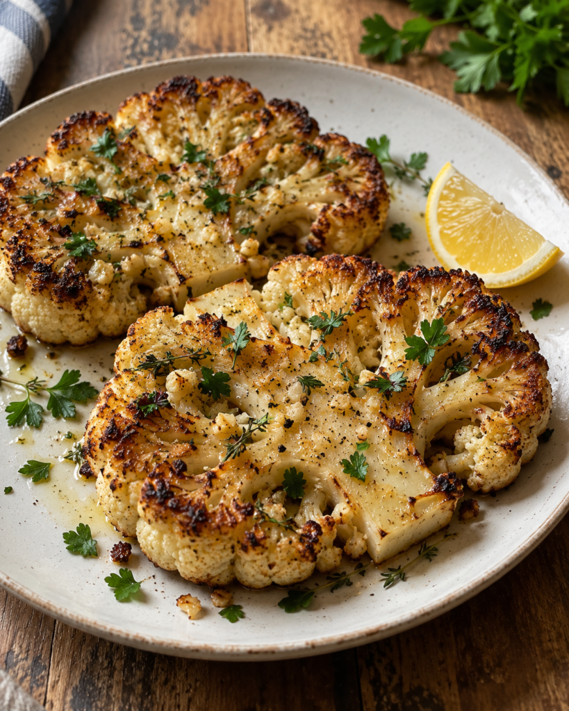 Garlic Herb Roasted Cauliflower Steaks