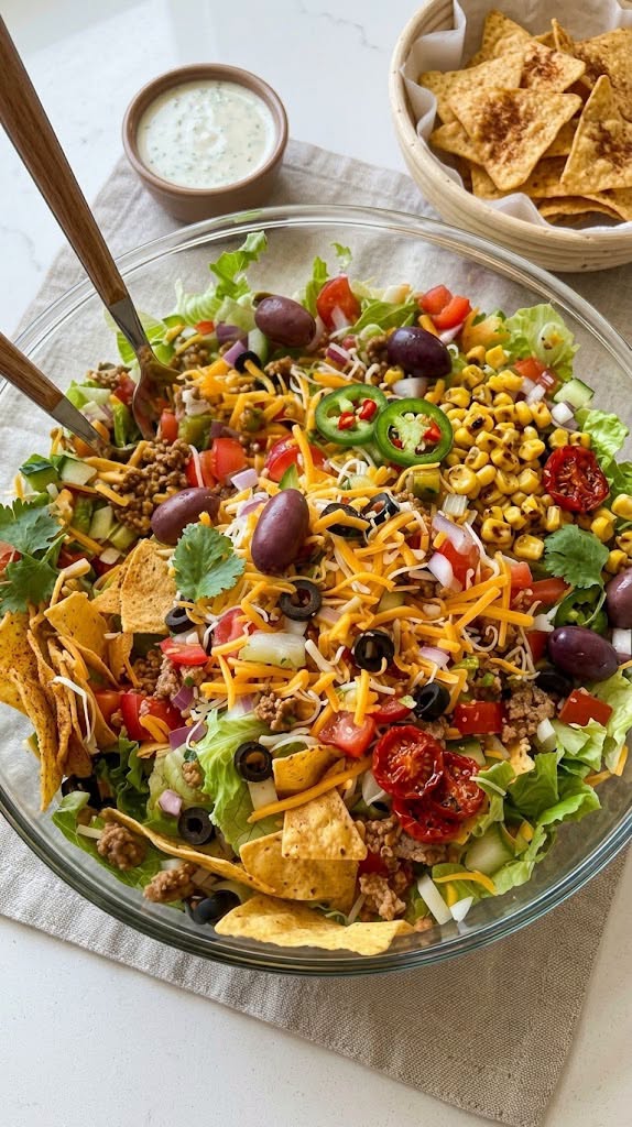 Loaded Taco Salad with Creamy Cilantro-Lime Dressing