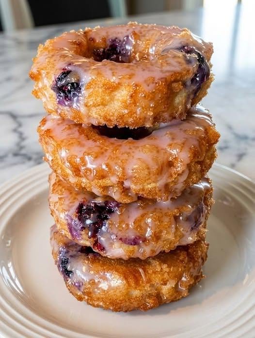 Glazed Blueberry Donuts