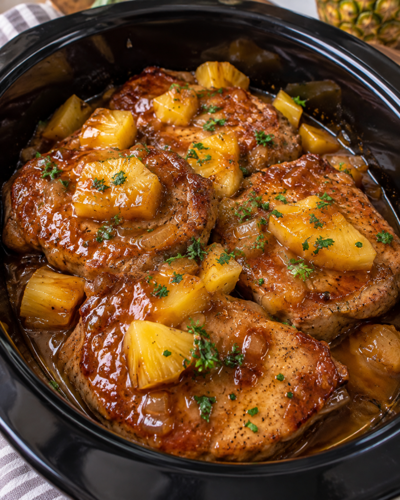 Slow Cooker Hawaiian Pineapple Pork Chops