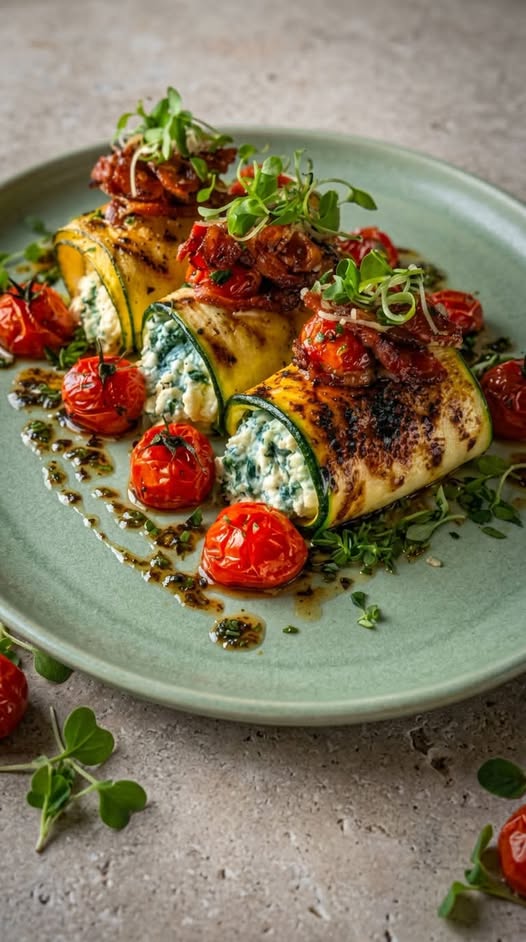 Grilled Zucchini Ricotta & Herb Roll-Ups