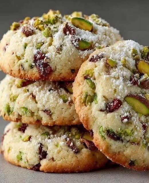 Cranberry Pistachio Shortbread Cookies