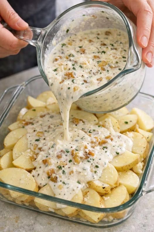 Creamy Garlic Herb Potato Bake