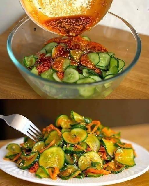 Spicy Cucumber & Carrot Sesame Salad
