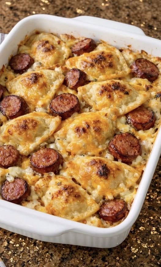 Baked Pierogi and Kielbasa Casserole