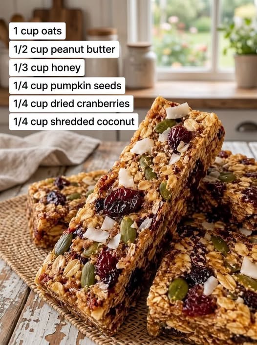 No-Bake Peanut Butter Cranberry Granola Bars