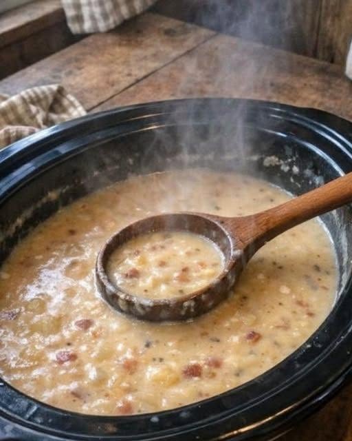Slow Cooker Creamy Bacon Potato Soup