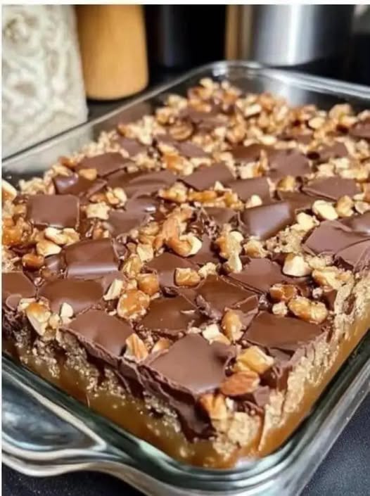 Chocolate Caramel Walnut Bars