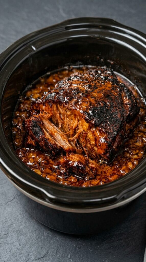 🍖 Slow Cooker Sticky Glazed Pulled Pork