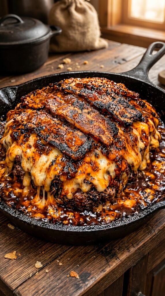 Loaded Cheesy Bacon Cheeseburger Skillet