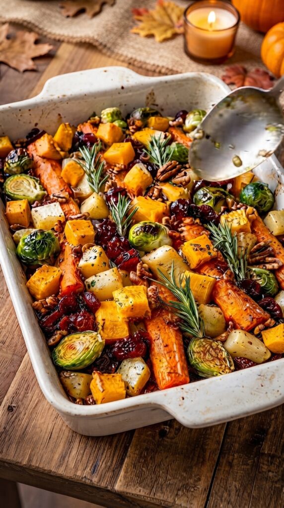 Maple Pecan Roasted Autumn Vegetables