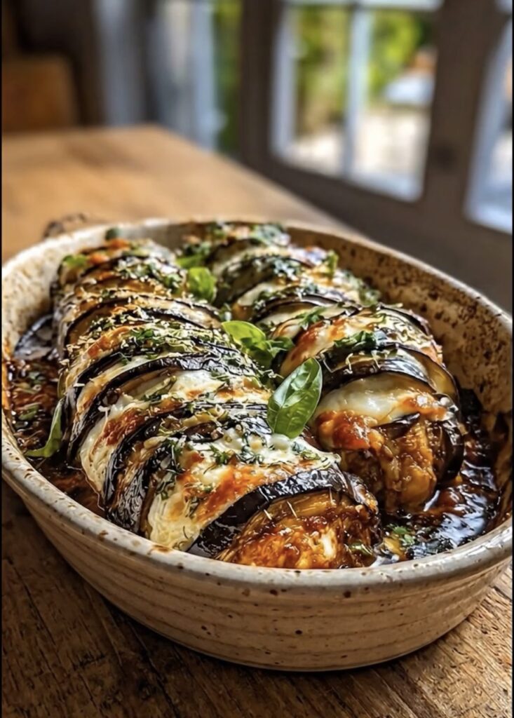 Baked Hasselback Eggplant Parmesan