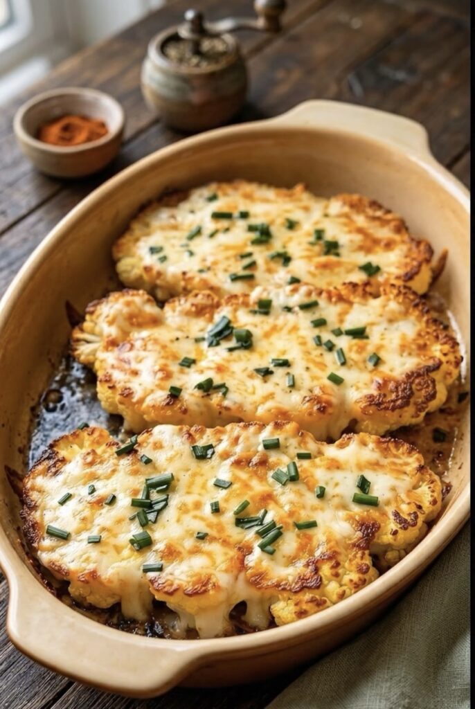Baked Cheesy Cauliflower Steaks