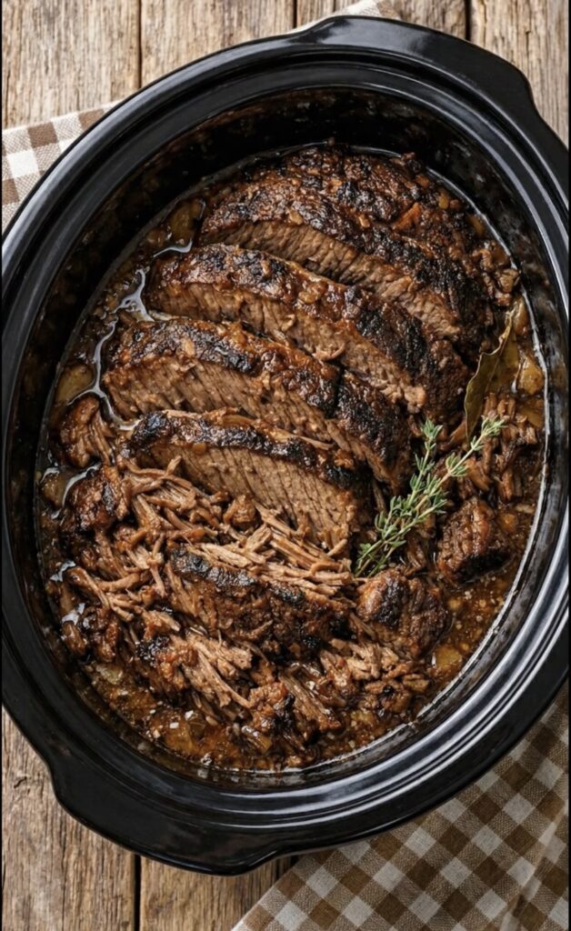 Slow Cooker Garlic Herb Beef Roast