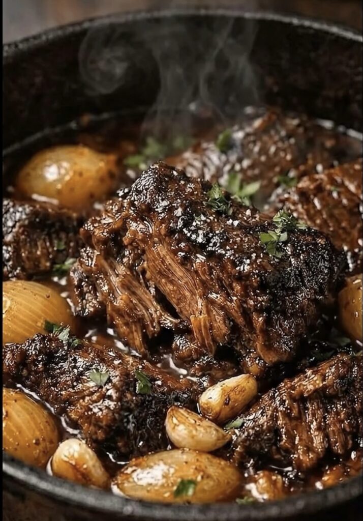 Slow Cooker Caramelized Onion & Garlic Shredded Beef