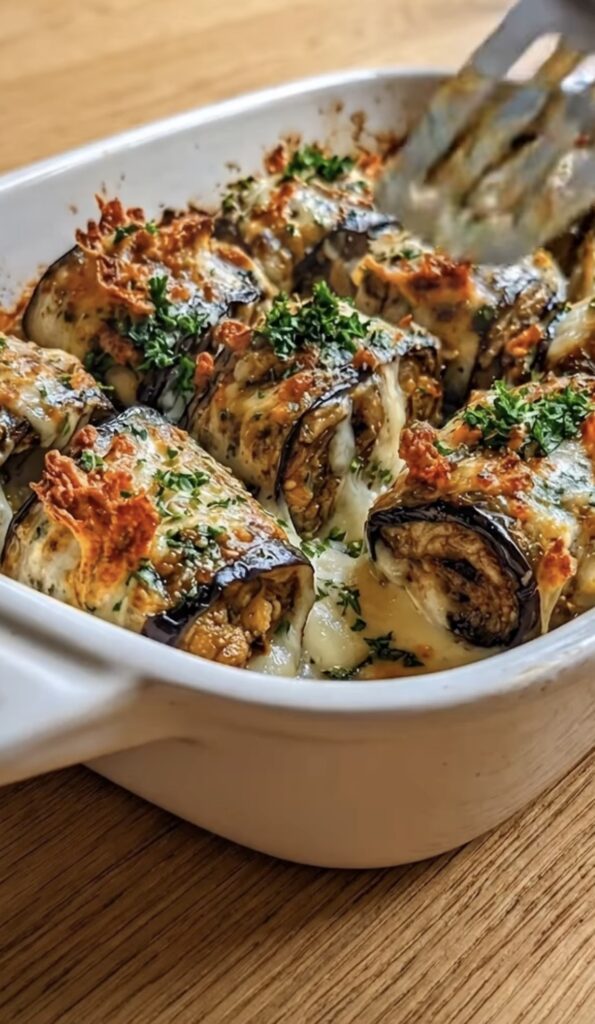 Cheesy Baked Eggplant Rollatini