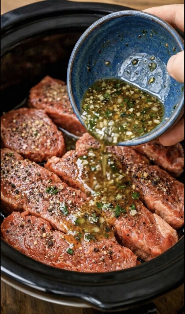 Slow Cooker Garlic Butter Beef Bites