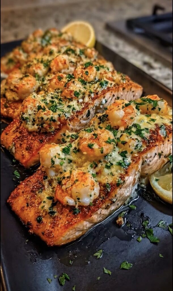 Garlic Butter Shrimp-Stuffed Salmon