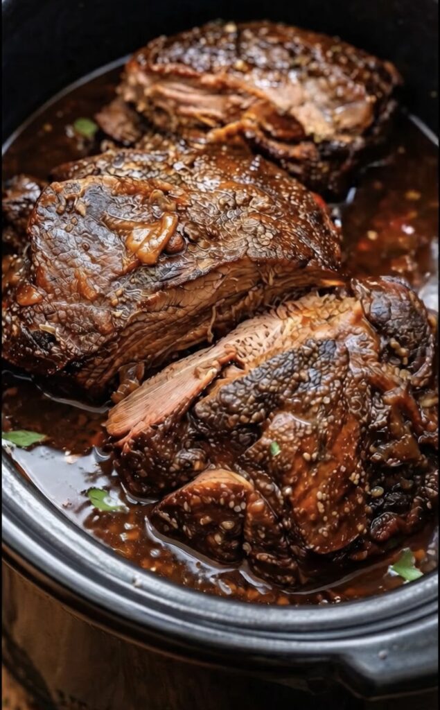 Slow Cooker Balsamic Garlic Beef Roast