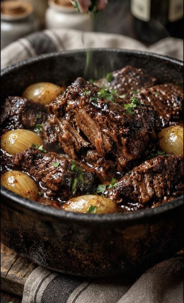 Slow Cooker Balsamic Beef with Pearl Onions