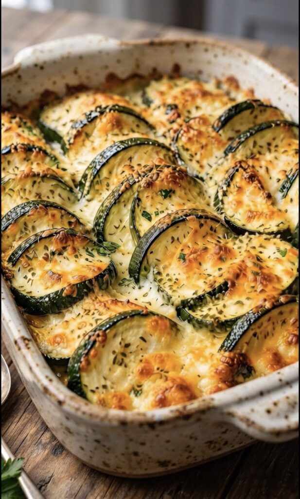 Cheesy Garlic Herb Zucchini Bake
