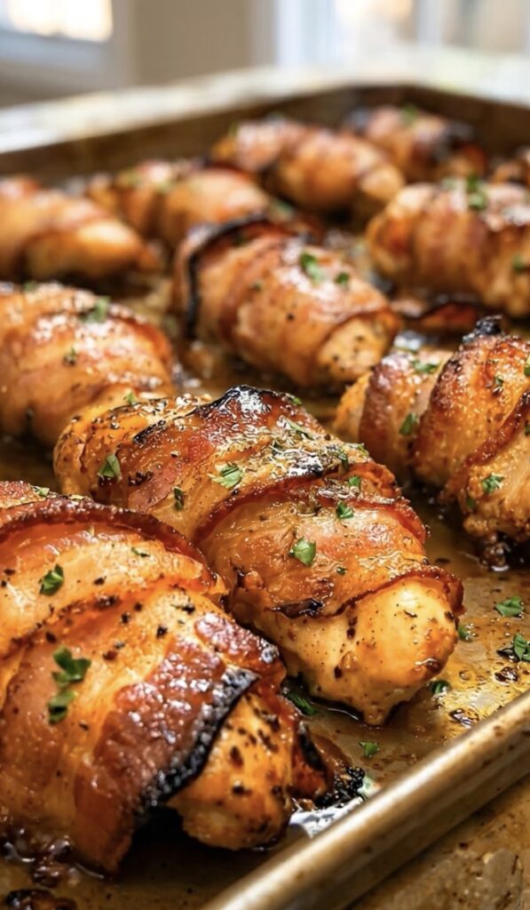 Bacon-Wrapped Garlic Chicken Bites