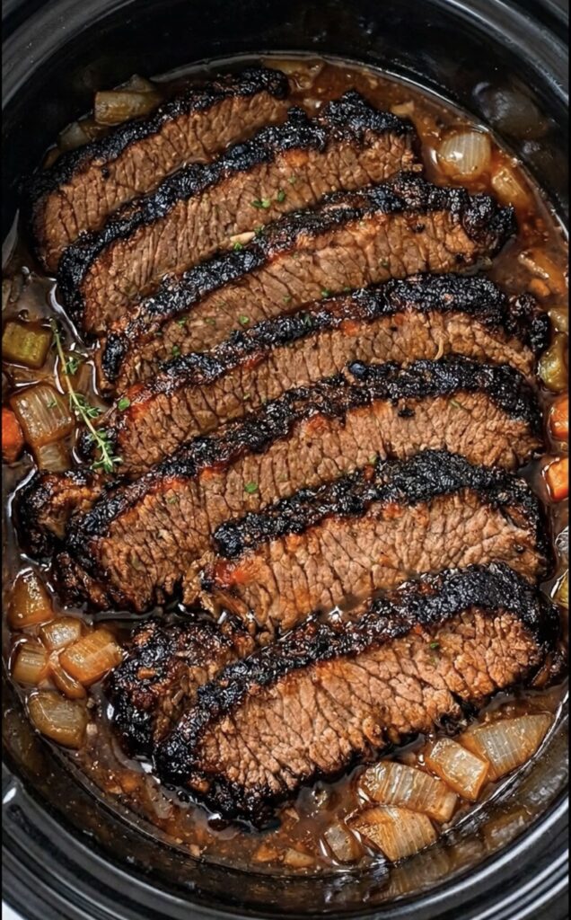 Slow Cooker Garlic Balsamic Beef Brisket