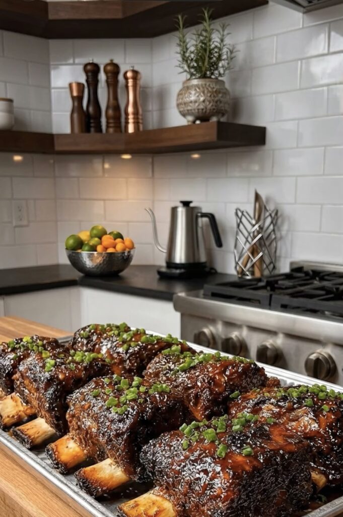 Sticky Honey Garlic Glazed Beef Short Ribs