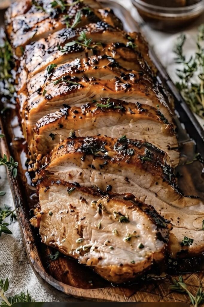 Honey Garlic Herb Glazed Pork Loin Roast