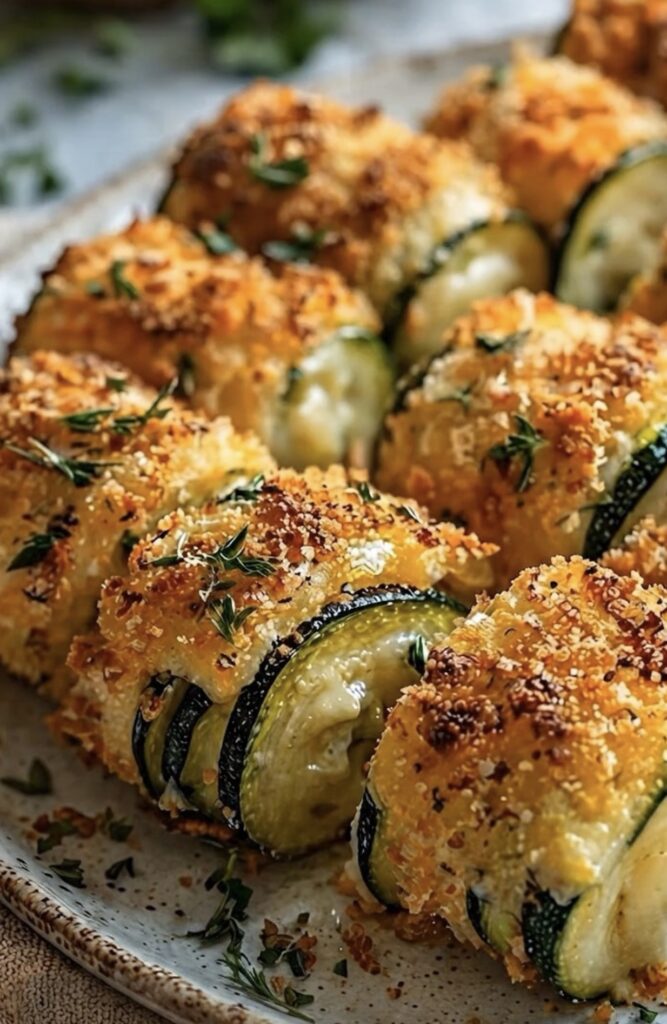Crispy Parmesan Zucchini Roll-Ups