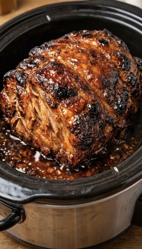 Slow Cooker Honey Balsamic Garlic Pork Roast