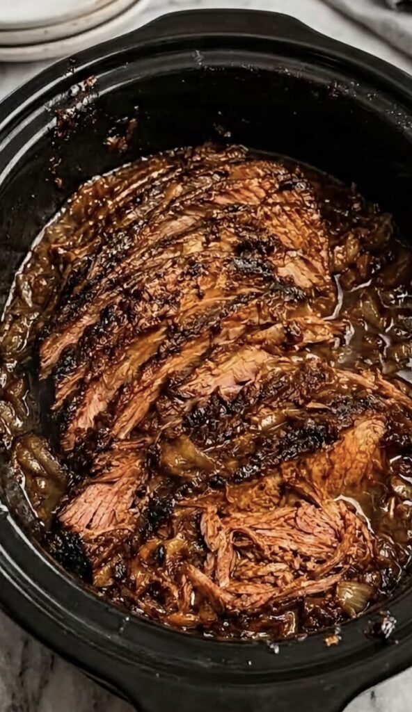 Slow Cooker Balsamic Garlic Beef Pot Roast