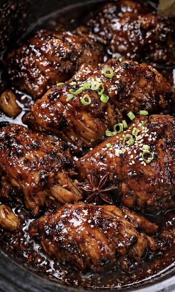 Slow Cooker Sticky Honey Garlic Chicken Thighs