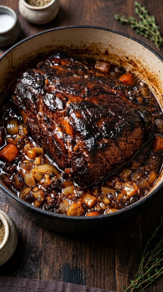 Slow-Braised Balsamic Garlic Beef Pot Roast