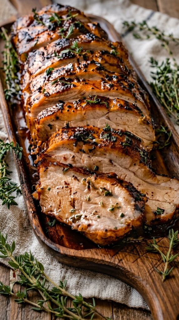 🍖 Sticky Balsamic Garlic Glazed Pork Tenderloin