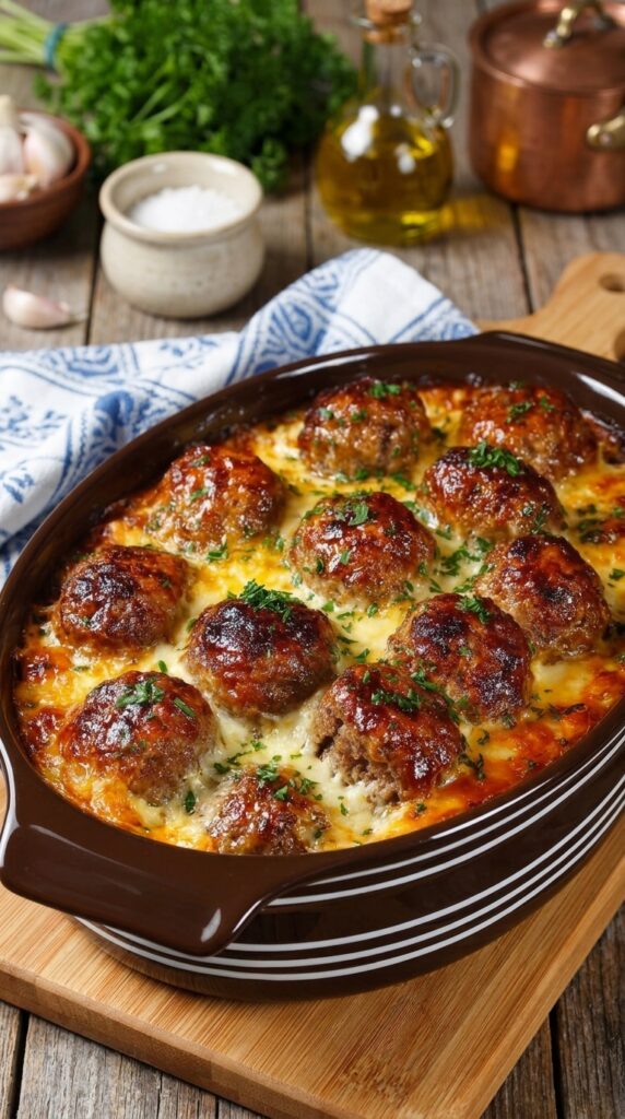 Cheesy Baked Meatballs