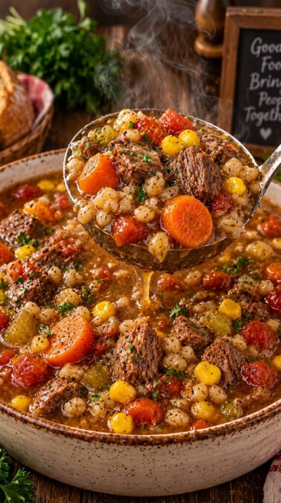 Homemade Slow Cooker Beef & Barley Soup