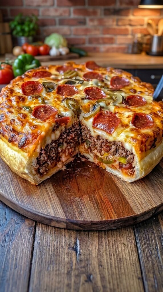Loaded Deep Dish Meat Pizza