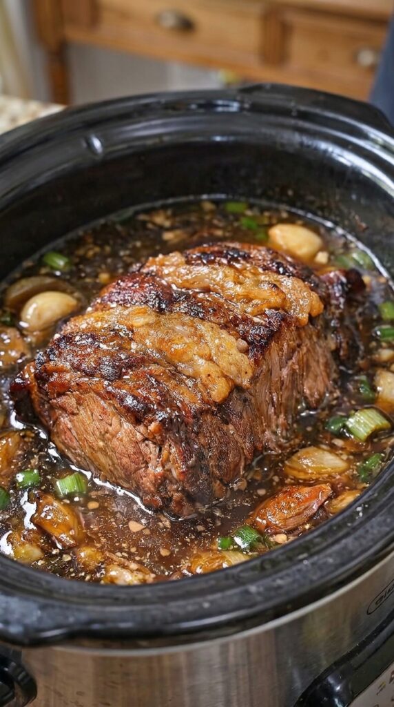 Slow Cooker Garlic Herb Beef Roast